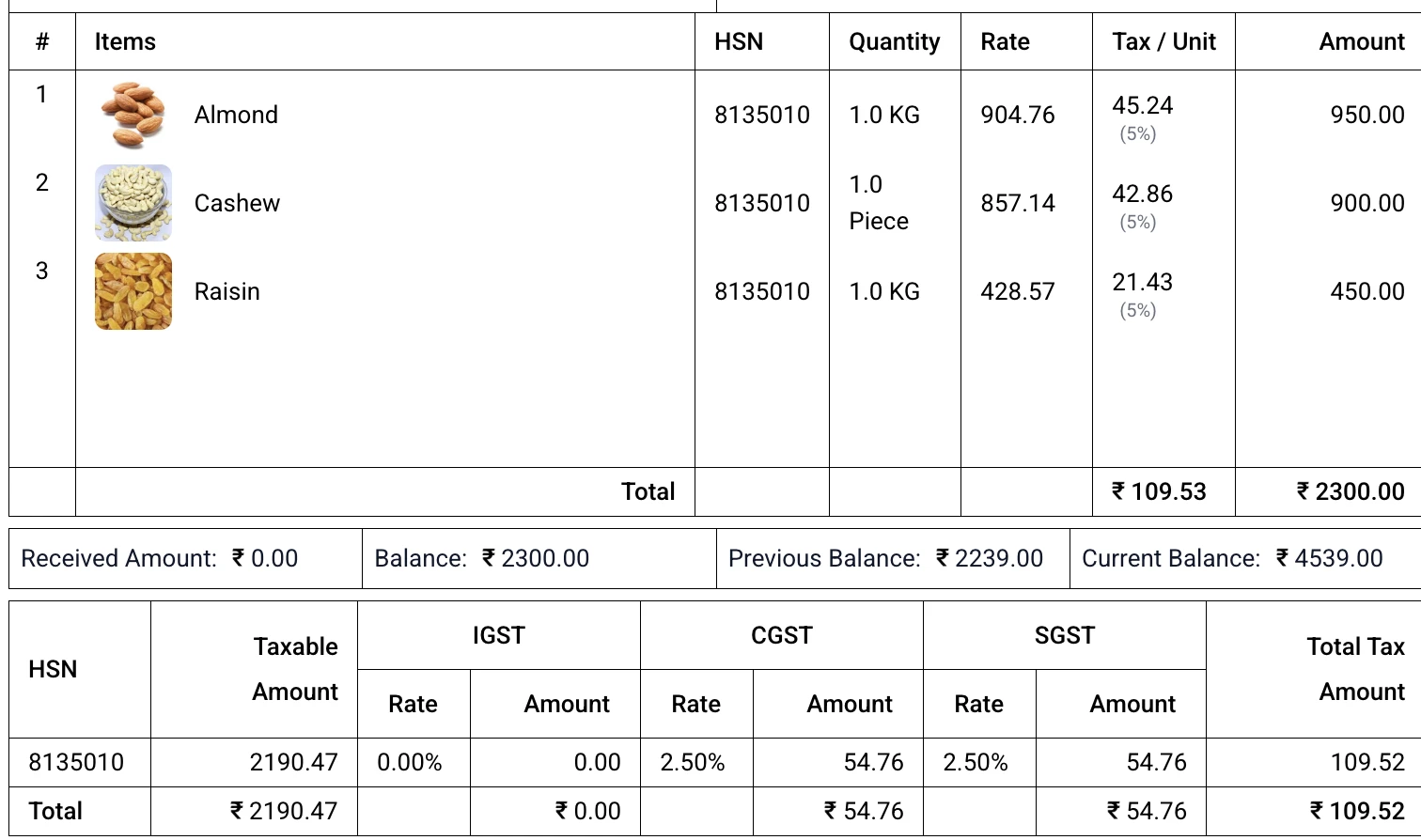 Stock Register — Auto GST Calculation — CGST, SGST & IGST