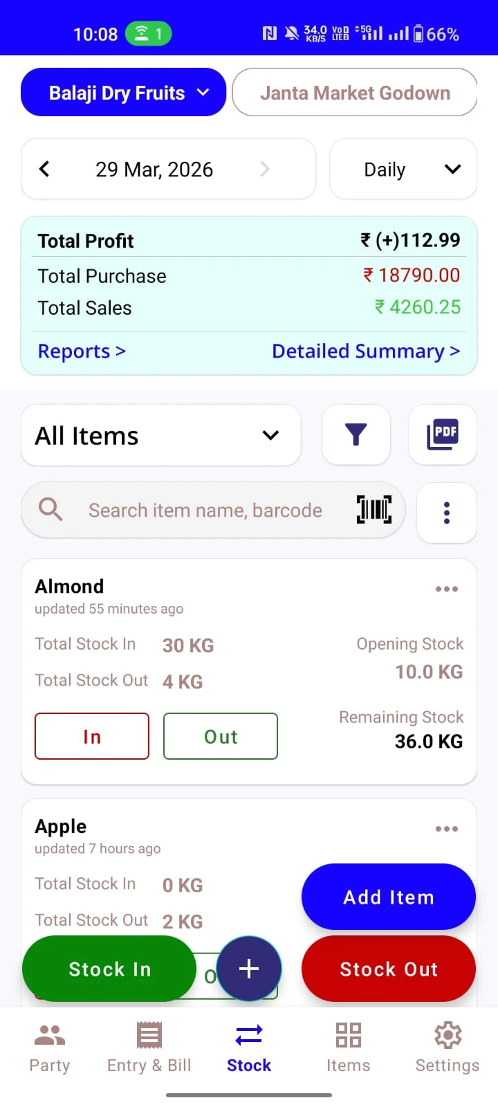 Stock Register — Android App — Full Billing & Inventory on Your Phone