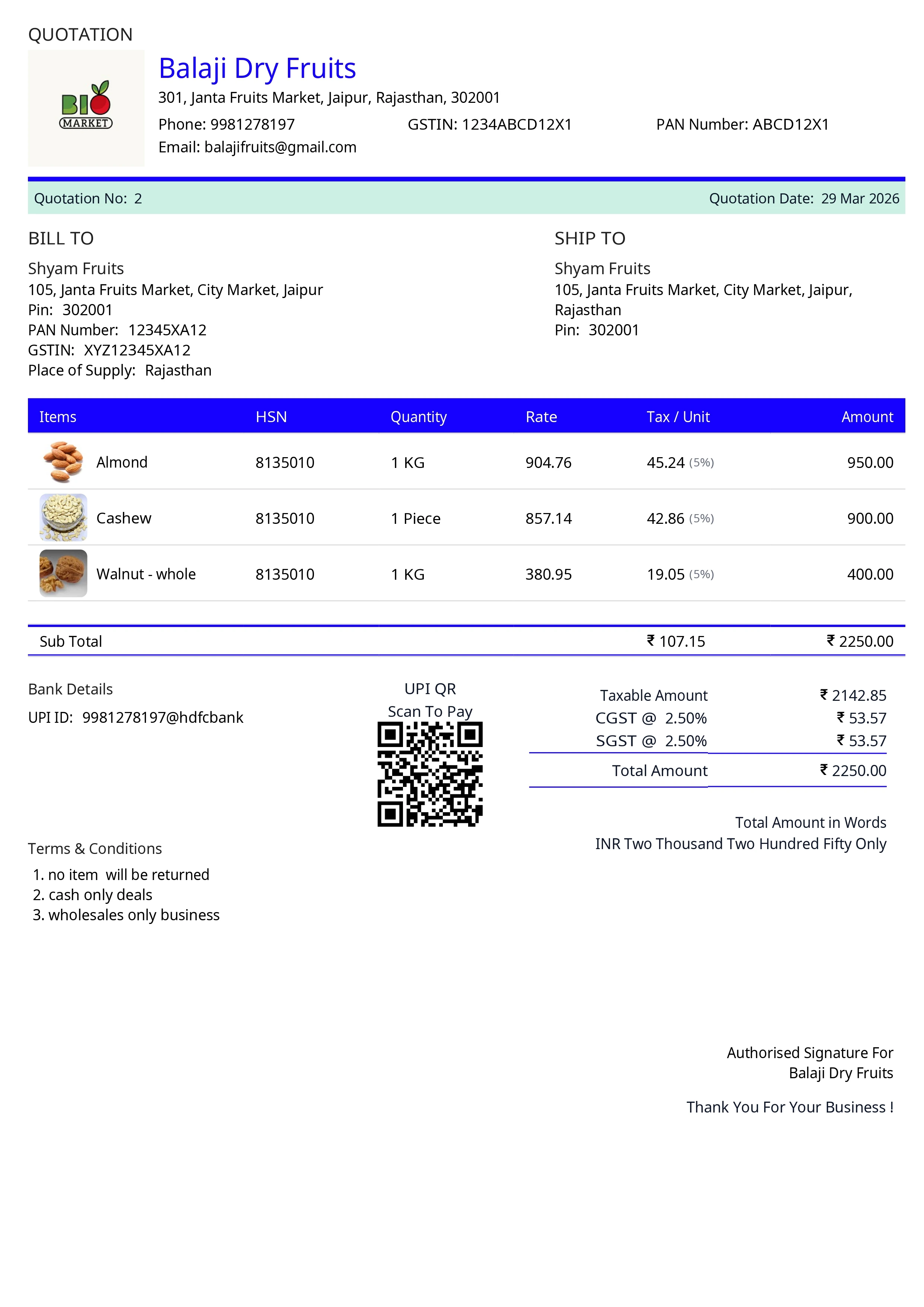 Stock Register — Professional Quotation PDF — Ready to Share